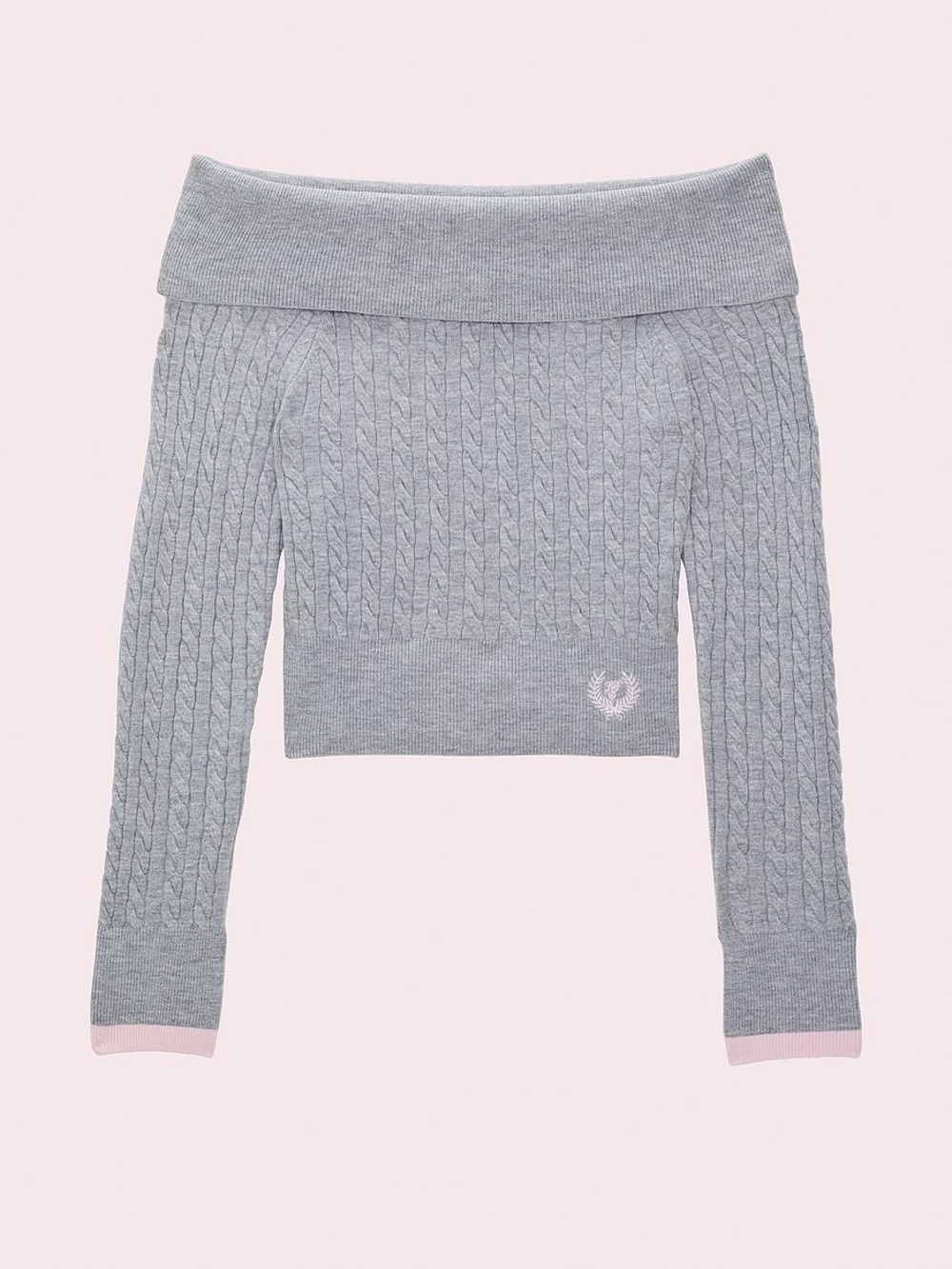 Pink X Loveshackfancy Off-The-Shoulder Sweater